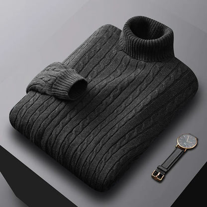 Men's Turtleneck Sweater Solid Color High Neck Pullover