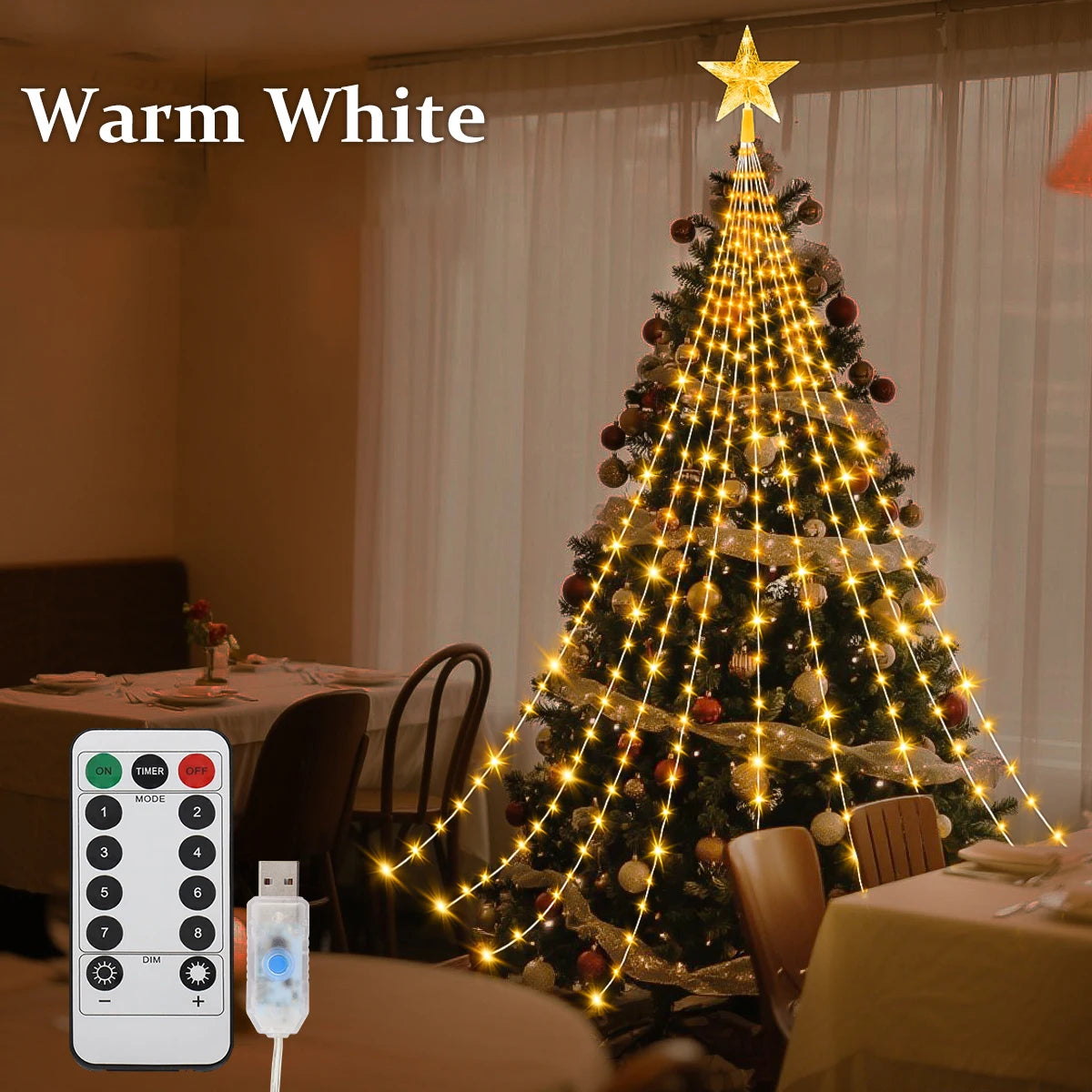 LED Outdoor Christmas Tree Decorations Lights USB 2/3M Waterproof