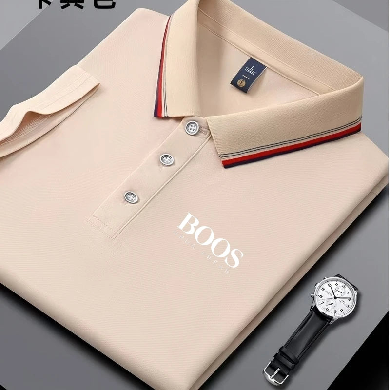 Men's Business Casual Short Sleeved Polo Shirt,