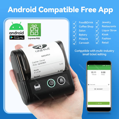 Mini Receipt Printer Mobile Portable Ticket Bill Wireless Bluetooth USB