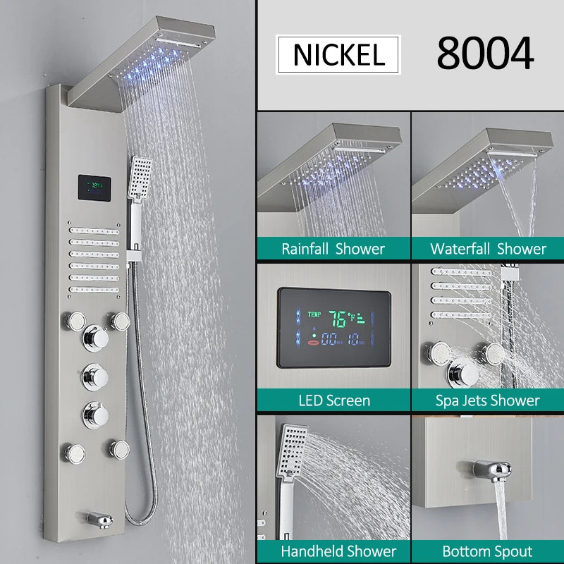 LED Shower Panel Tower System Rain Waterfall