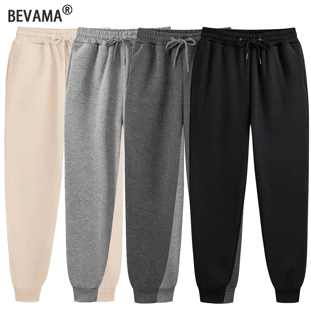 Men Casual Pants Autumn Winter Fleece Sweatpants