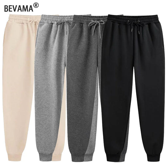 Men Casual Pants Autumn Winter Fleece Sweatpants