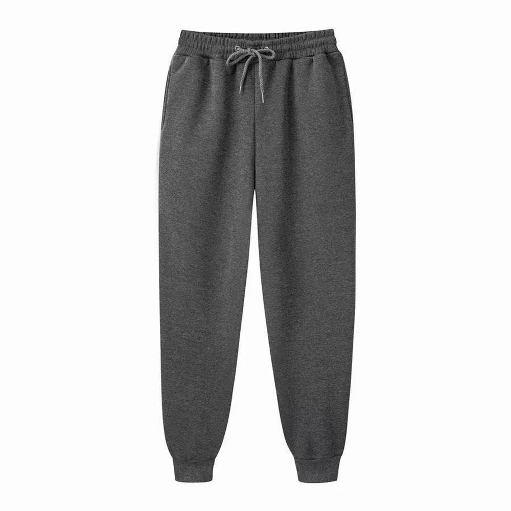 Men Casual Pants Autumn Winter Fleece Sweatpants