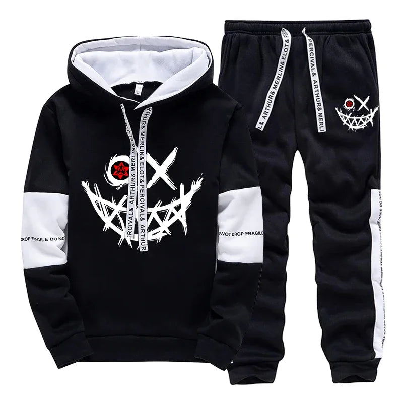Mens Tracksuit Printed Single Piece Sweatshirts Sweatpants