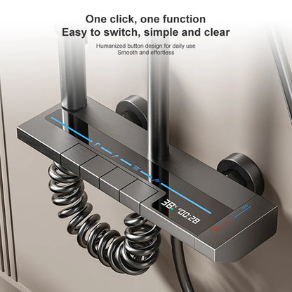 Space Aluminum Shower Set Gray Shower System Set Digital Display Piano Button