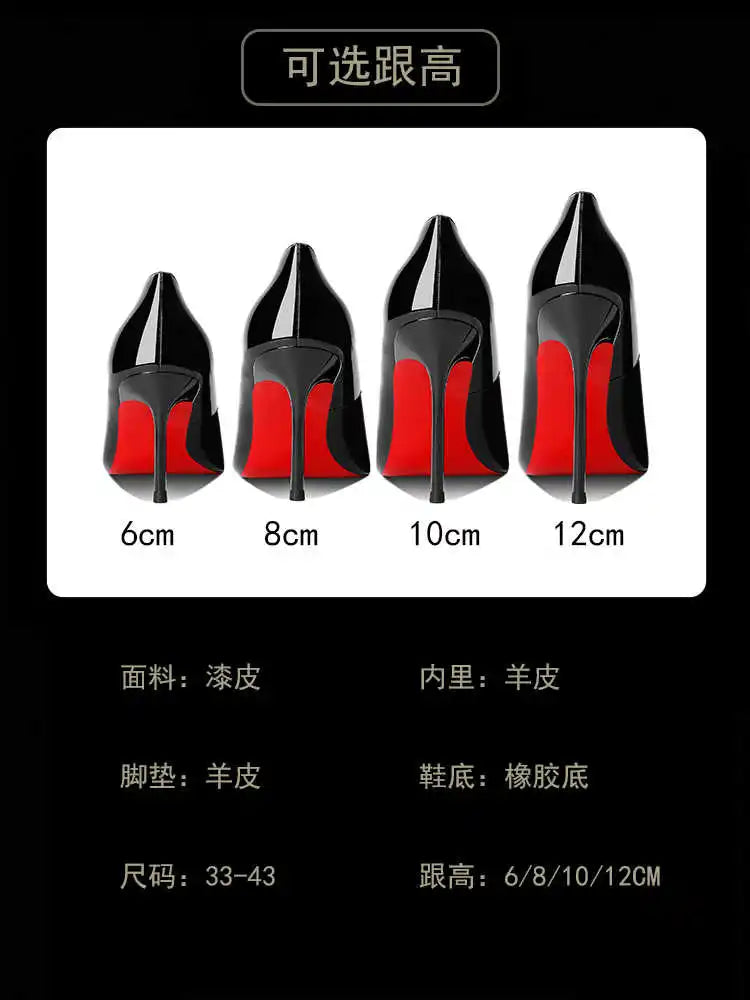 Women Heeled sandals Red Shiny Bottoms Naked color luxury Brand