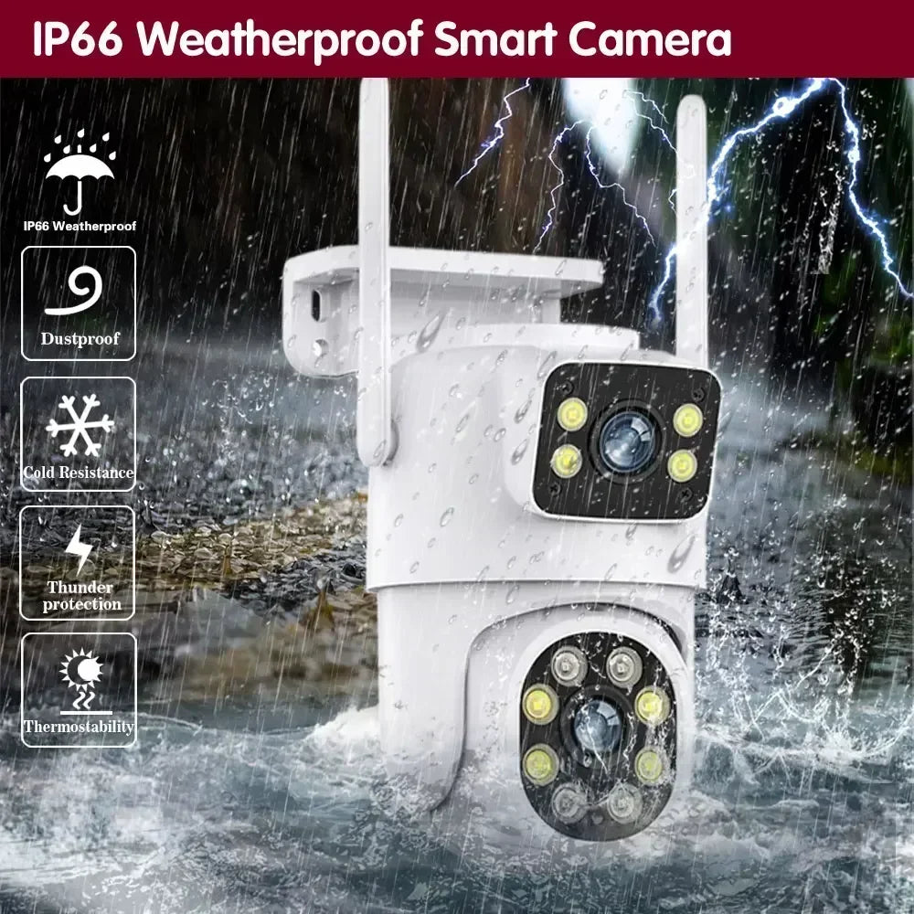 8MP Dual Lens 4K Wireless WiFi Security Camera PTZ Outdoor with AI Auto Tracking Two-Way Audio Support for Home Monitoring