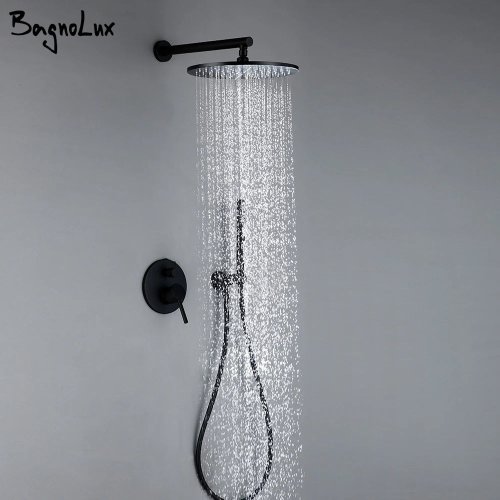 Black Shower System Set Bathroom Faucet Mixer Diverter