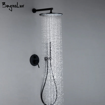 Black Shower System Set Bathroom Faucet Mixer Diverter