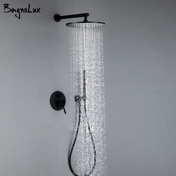 Black Shower System Set Bathroom Faucet Mixer Diverter