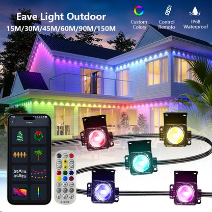 300FT Permanent Outdoor RGB Lights IP67 Waterproof