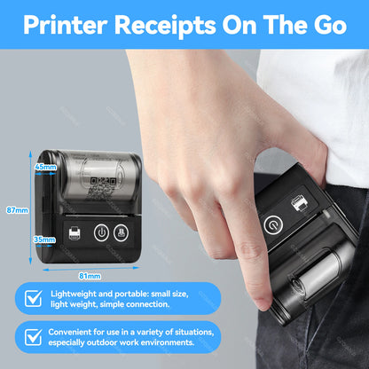 Mini Receipt Printer Mobile Portable Ticket Bill Wireless Bluetooth USB