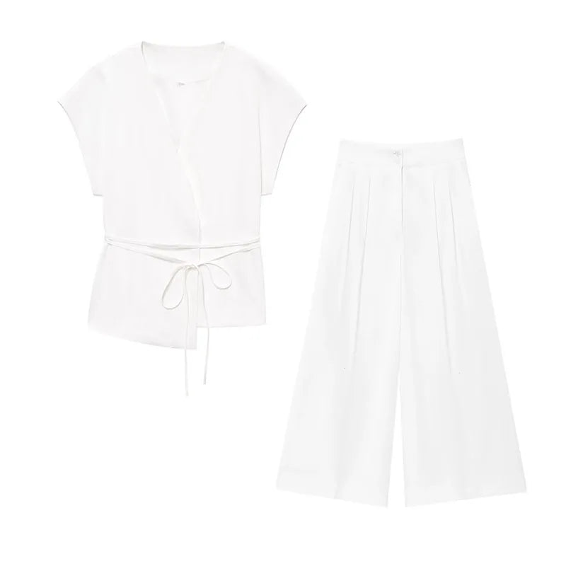 Fashion Women's Trouser Suits Sleeveless V-Neck