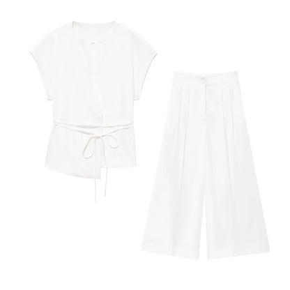 Fashion Women's Trouser Suits Sleeveless V-Neck