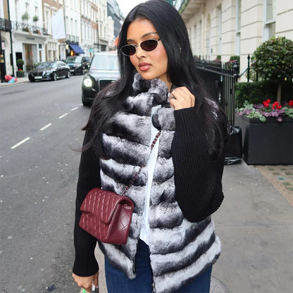 Street Women's Jacket Stand Collar Full Sleeve Faux