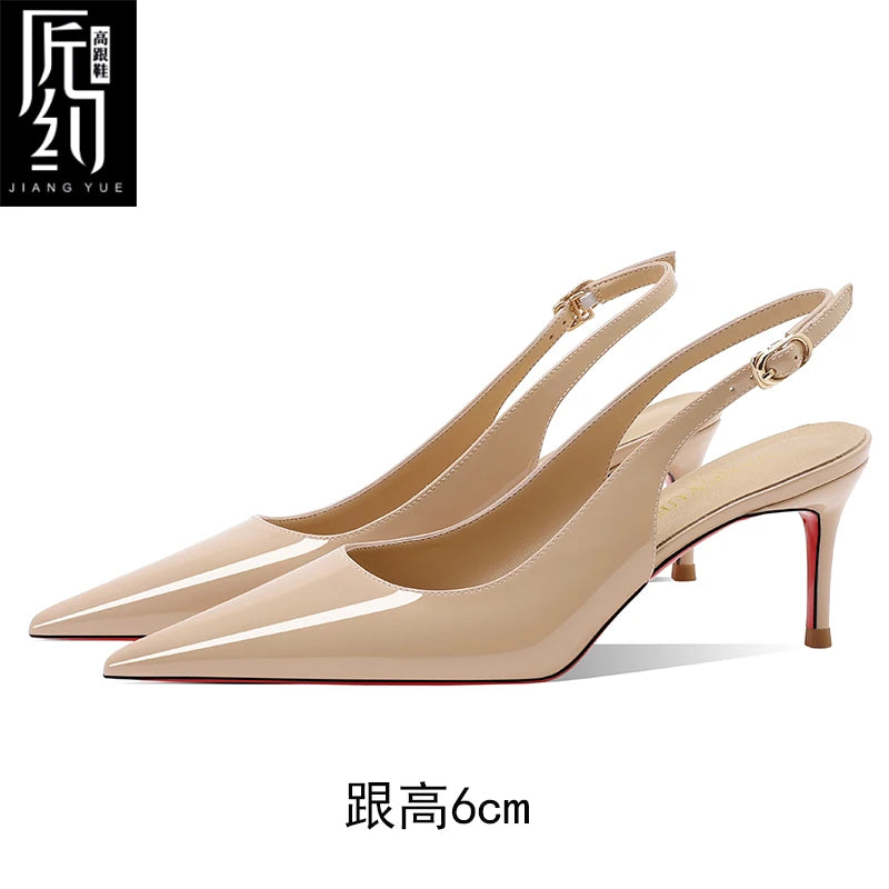 Women Heeled sandals Red Shiny Bottoms Naked color luxury Brand