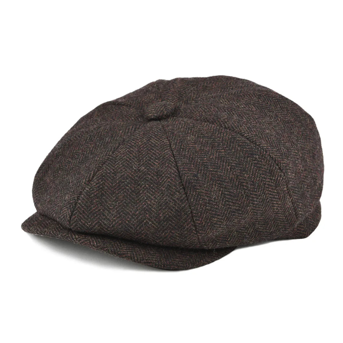 Wool Tweed Newsboy Cap Herringbone
