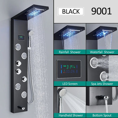 LED Shower Panel Tower System Rain Waterfall