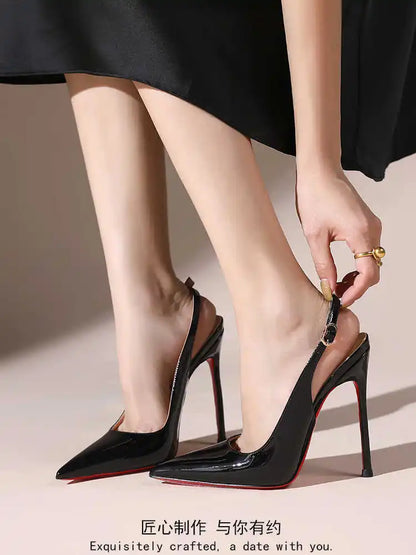 Women Heeled sandals Red Shiny Bottoms Naked color luxury Brand