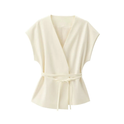 Fashion Women's Trouser Suits Sleeveless V-Neck