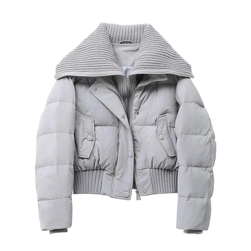Autumn Winter Women Fake Two Pieces Padded Jacket