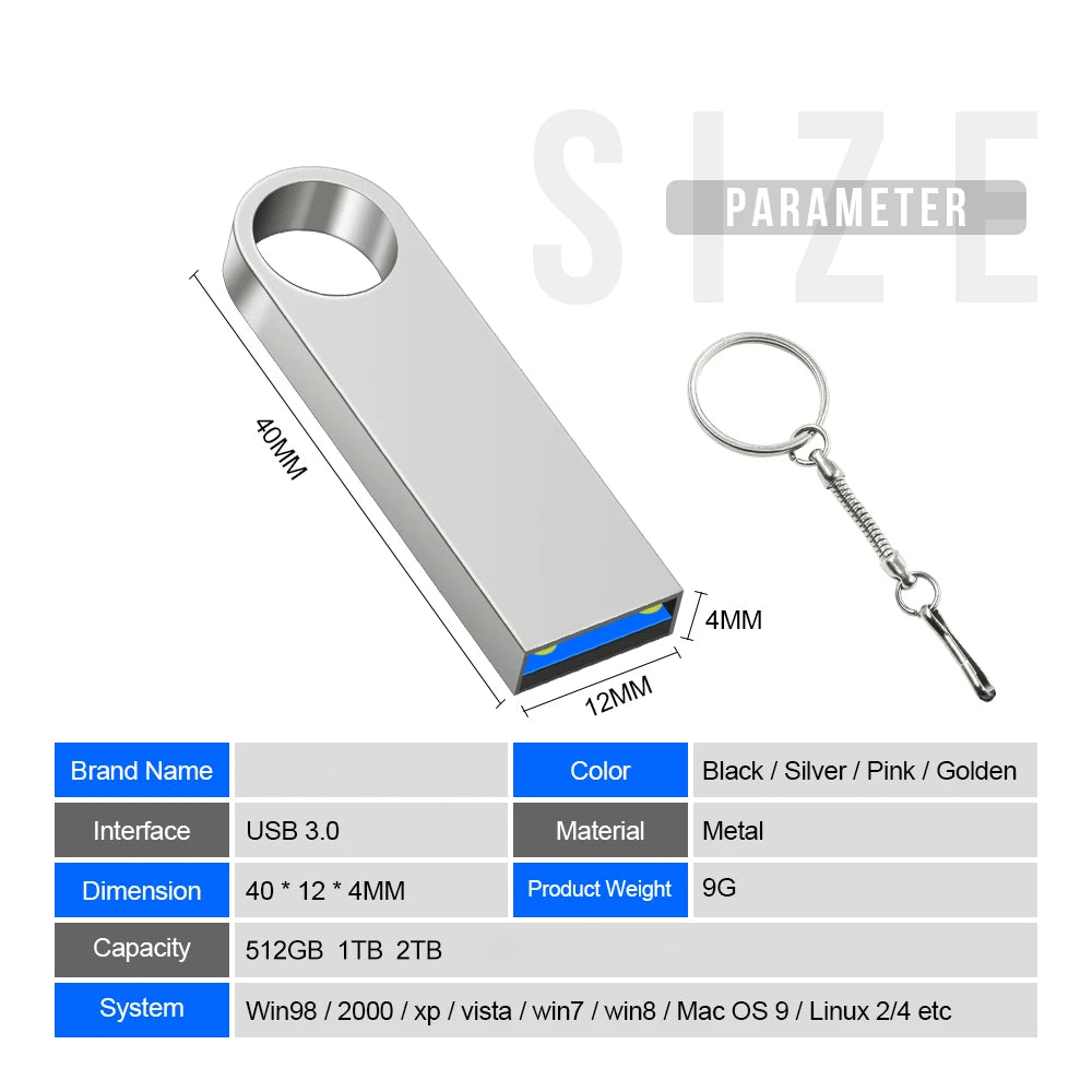 Metal Pen Drive 2TB Cle Usb Flash Drives