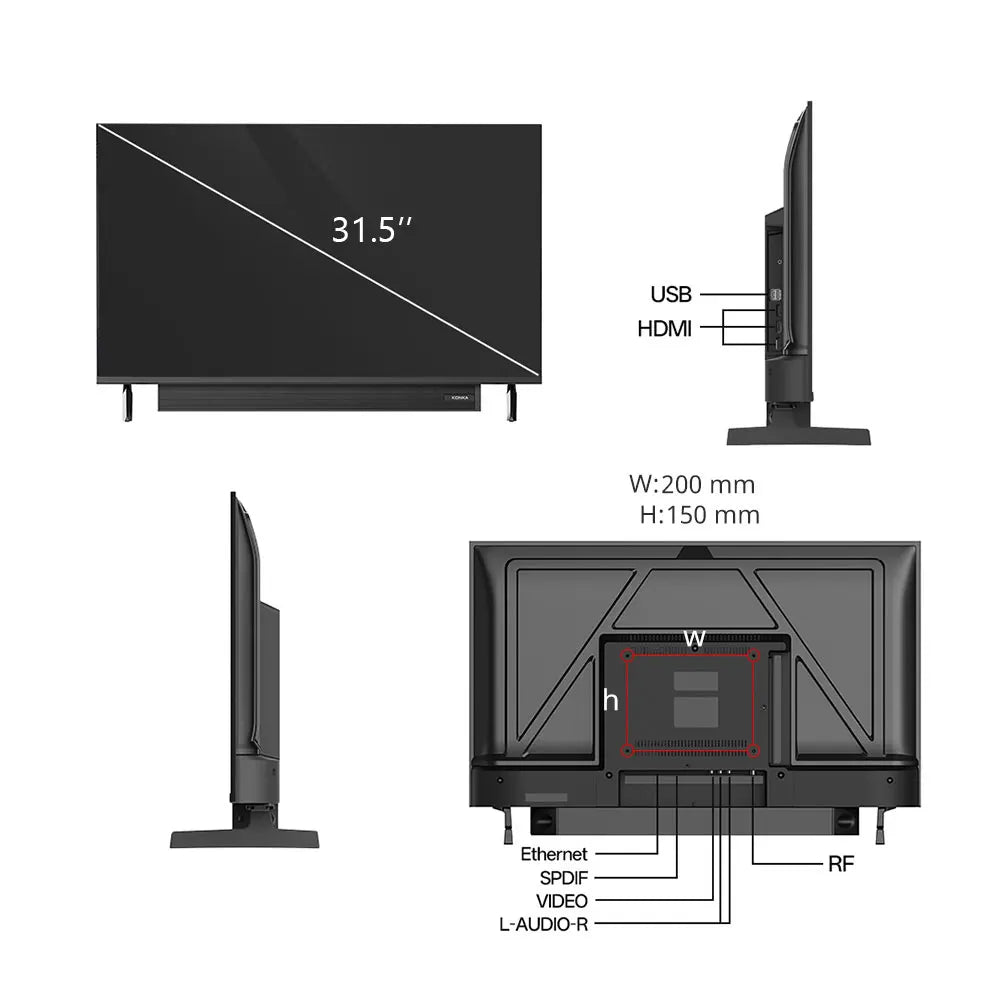 KONKA 32" Smart TV with Built-in Soundbar Power by Samsung HDR10 Theater