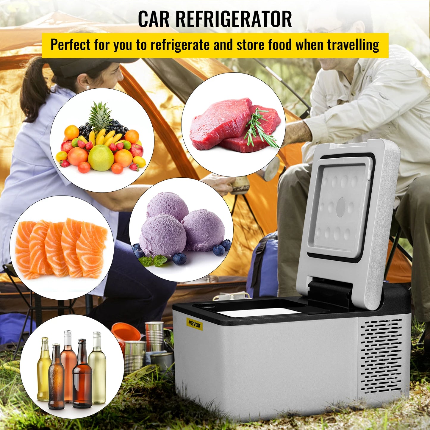 SucceBuy 9L 15L Car Refrigerator Portable Compressor Fridge Freezer