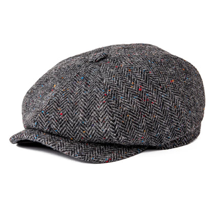 Wool Tweed Newsboy Cap Herringbone