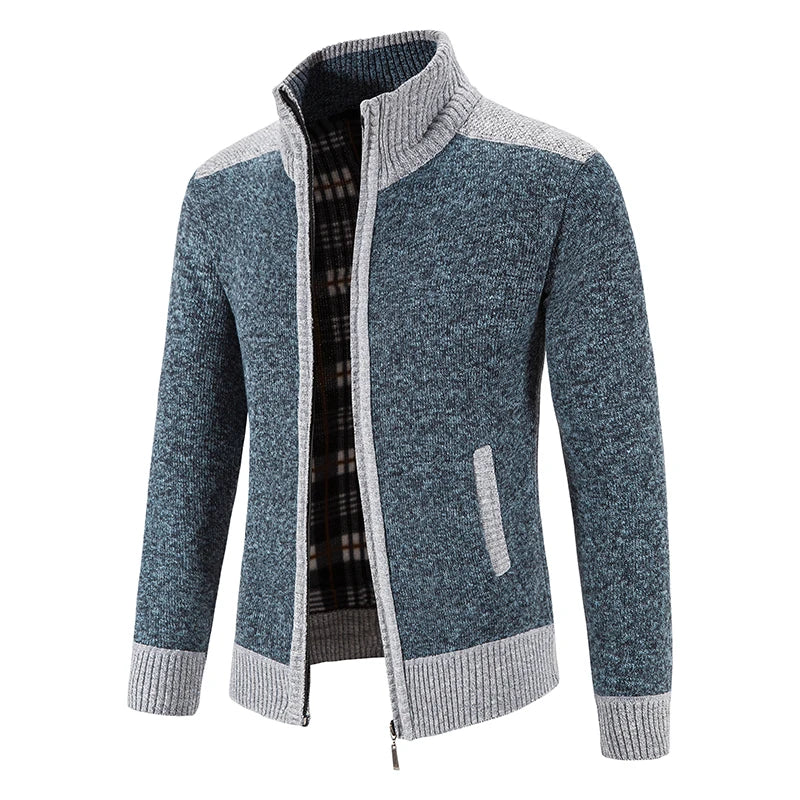 Winter Male Sweater Coat Knit Jumpers Fleece Warm Jacket