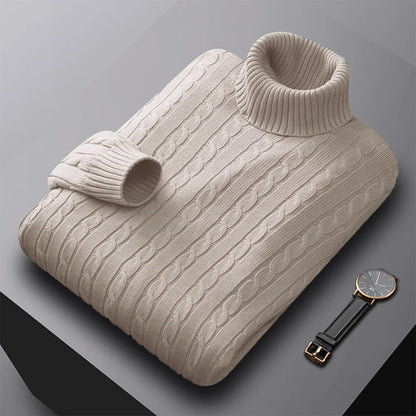 Men's Turtleneck Sweater Solid Color High Neck Pullover