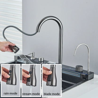 Multifunctional Kitchen Waterfall Sink Digital Display
