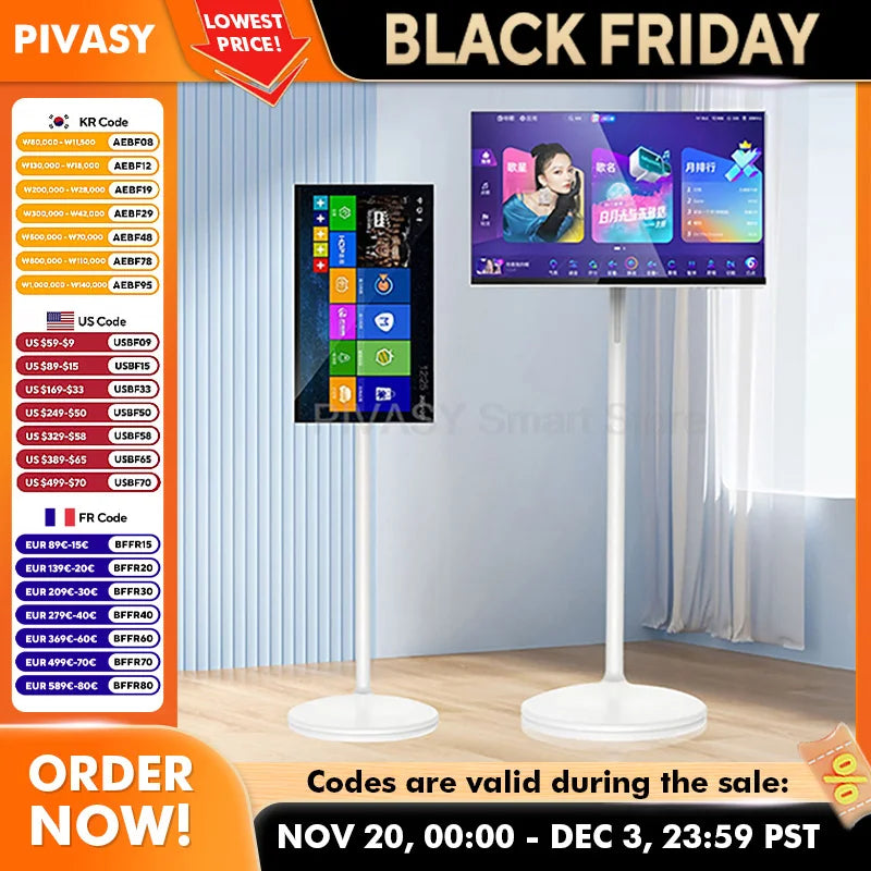 Touch Screen 32 Inch Android Smart TV Stand 10000mAH High-Battery