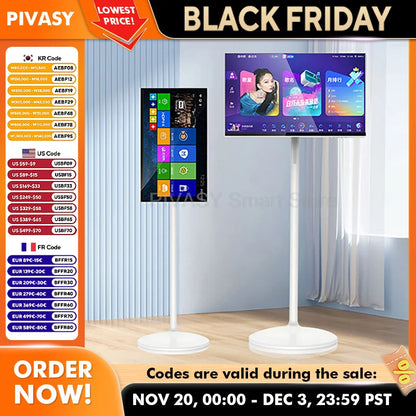 Touch Screen 32 Inch Android Smart TV Stand 10000mAH High-Battery
