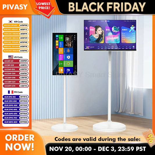 Touch Screen 32 Inch Android Smart TV Stand 10000mAH High-Battery