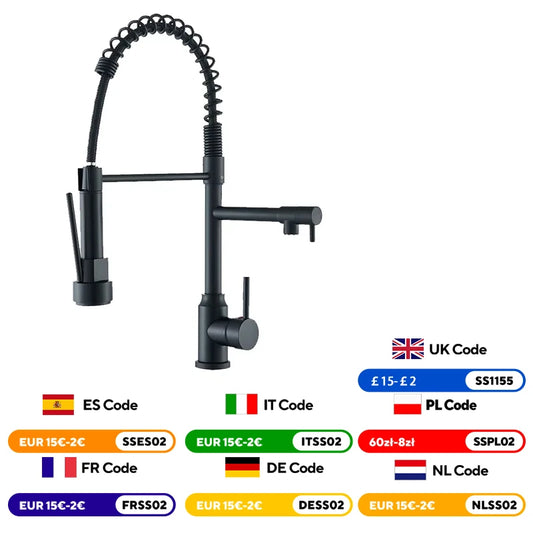 Black Kitchen Sink Faucet Pull Down Hot and Cold Water