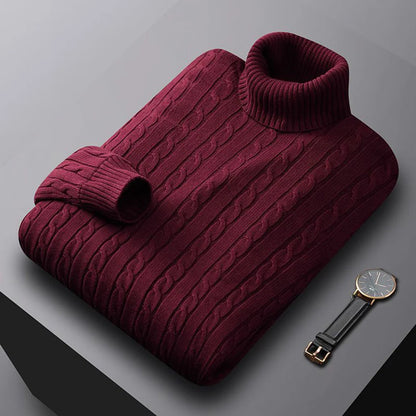 Men's Turtleneck Sweater Solid Color High Neck Pullover