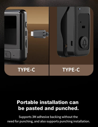 4.3'' IPS Screen Video Doorbell 2.4G Wireless Bell Night Vision