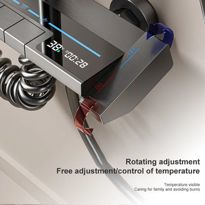 Space Aluminum Shower Set Gray Shower System Set Digital Display Piano Button