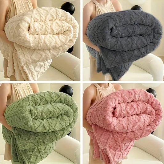 Soft 3D Plush 1pc Luxurious Fleece Blanket