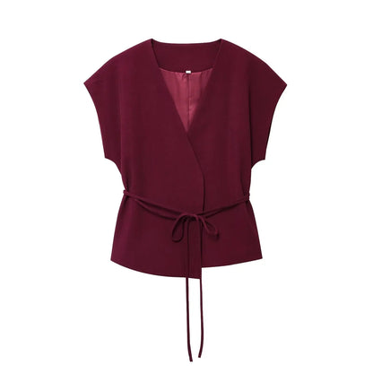 Fashion Women's Trouser Suits Sleeveless V-Neck