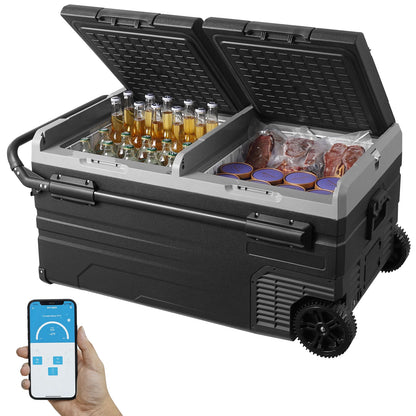 SucceBuy 75L 95L Small Car Fridge Portable Mini Dual Storage