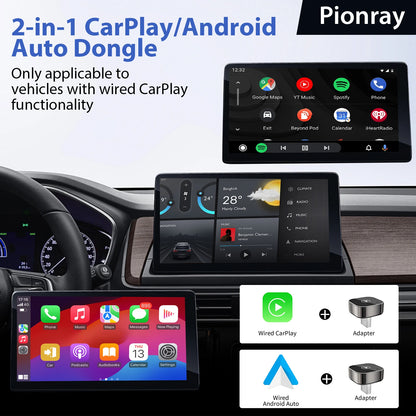 Pionray 2 in 1 Wireless CarPlay Adapter&Android Auto