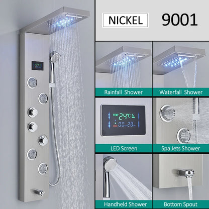 LED Shower Panel Tower System Rain Waterfall