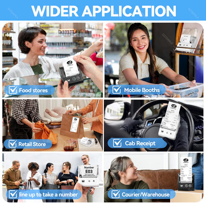 Mini Receipt Printer Mobile Portable Ticket Bill Wireless Bluetooth USB