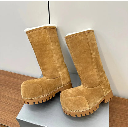 Fashionable Snow Boots Platform Elevating Warm Cotton