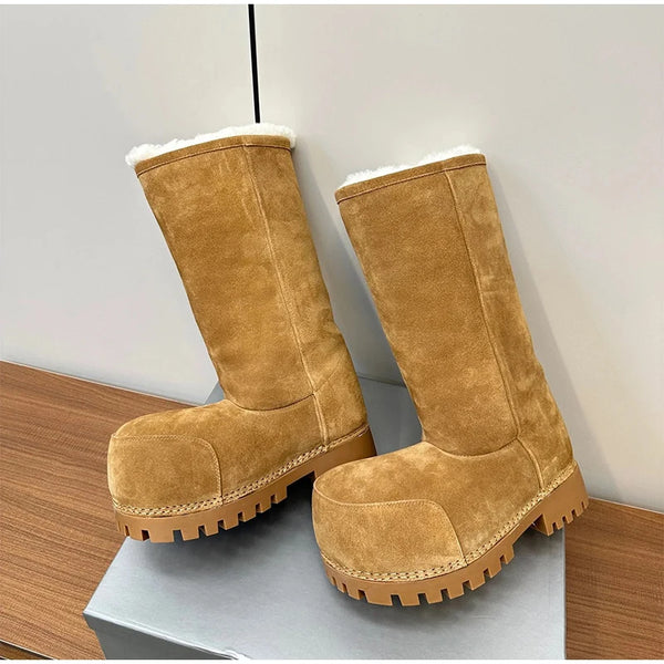 Fashionable Snow Boots Platform Elevating Warm Cotton