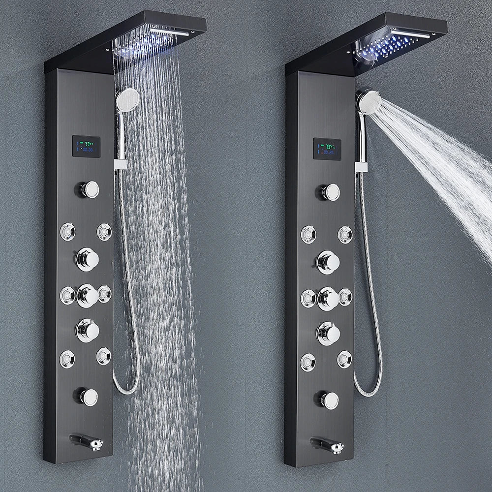 LED Shower Panel Tower System Rain Waterfall