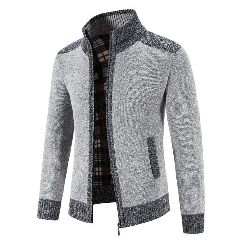 Winter Male Sweater Coat Knit Jumpers Fleece Warm Jacket